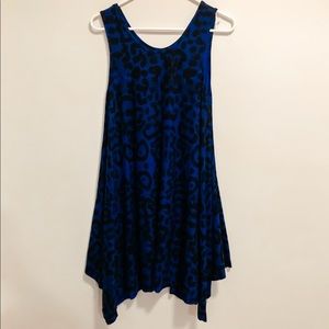Blue and black leopard print shift dress